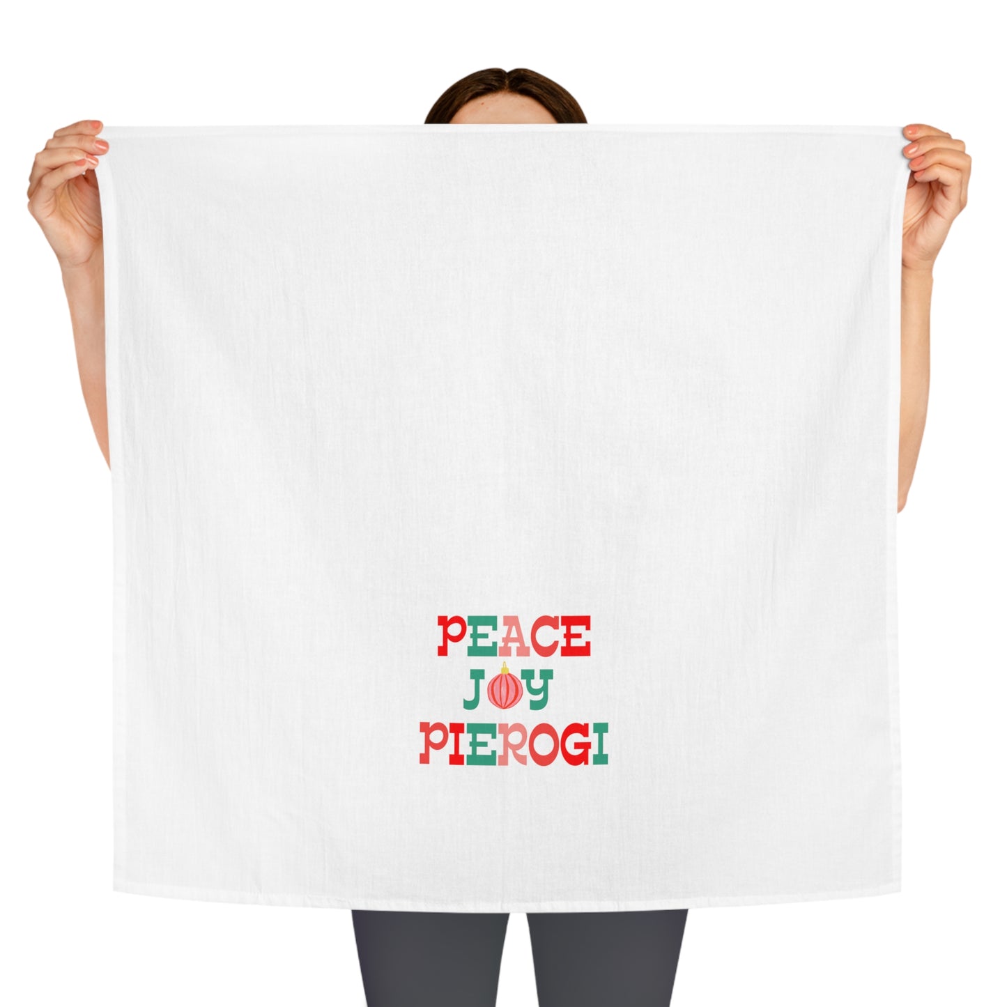 Pierogi Christmas, Peace, Joy, Pierogi Tea Towel