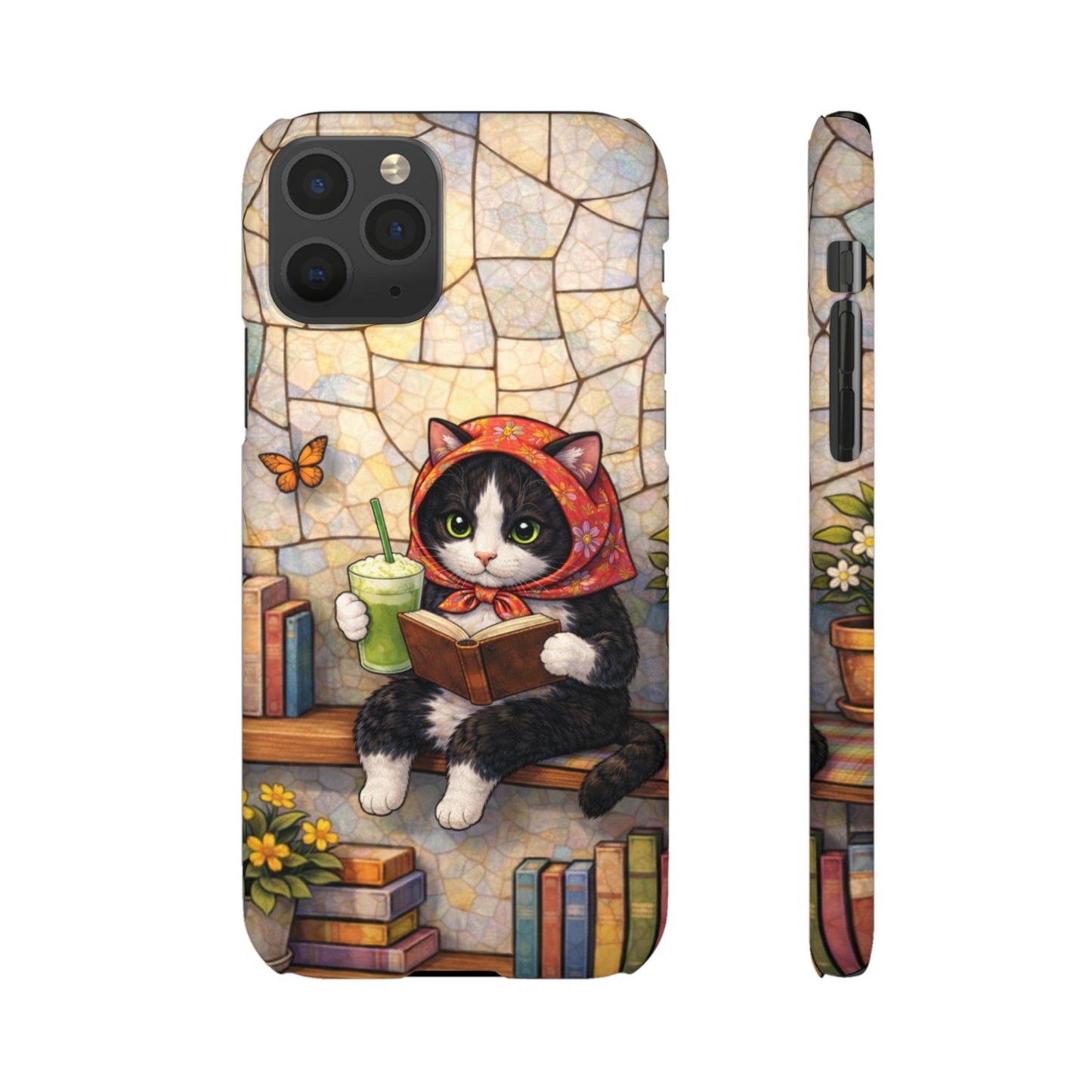 Babushka Cat Reads, Tuxedo Cat Literary Snap Phone Case