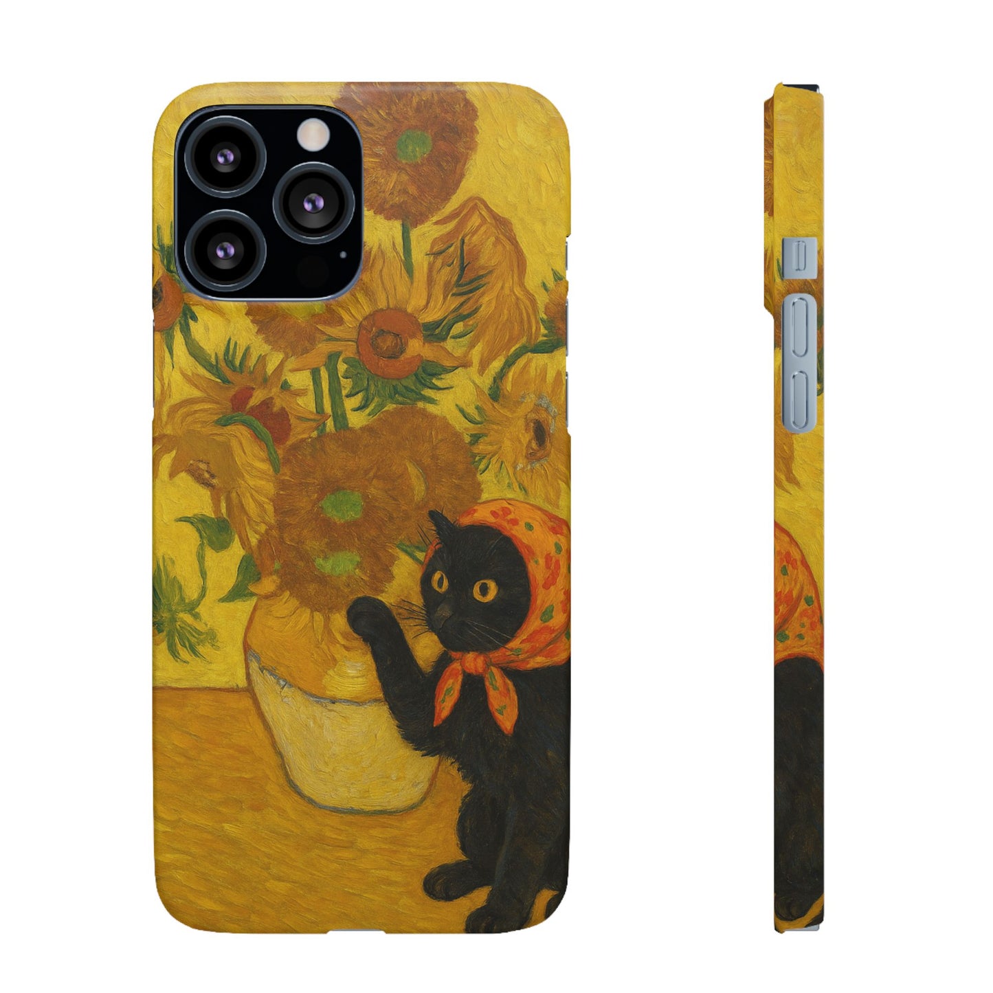 Babushka Cat Van Gogh Sunflowers Snap Phone Case