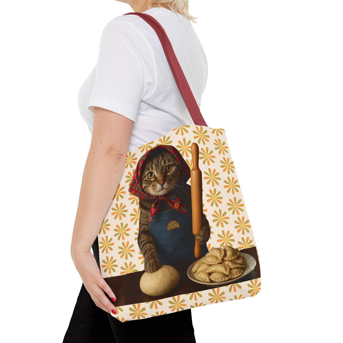 Babushka Cat ™ Adorable Polish Theme Tote Bag (AOP), Pierogi Gifts