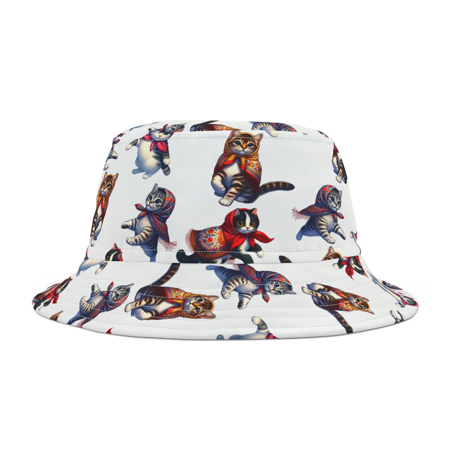 Polish Babushka Kitties/Cats Bucket Hat (AOP)