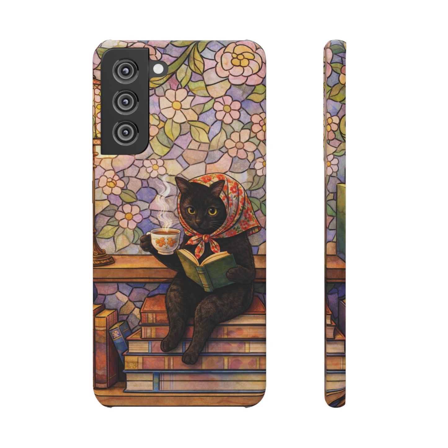 Babushka Cat Reads Artistic Literary Snap Phone Cases
