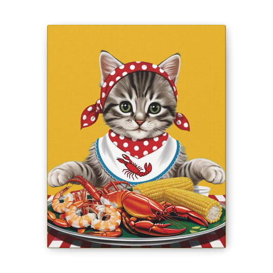 Kitten Low Country Seafood Boil Design, Kitschy Kitten Art