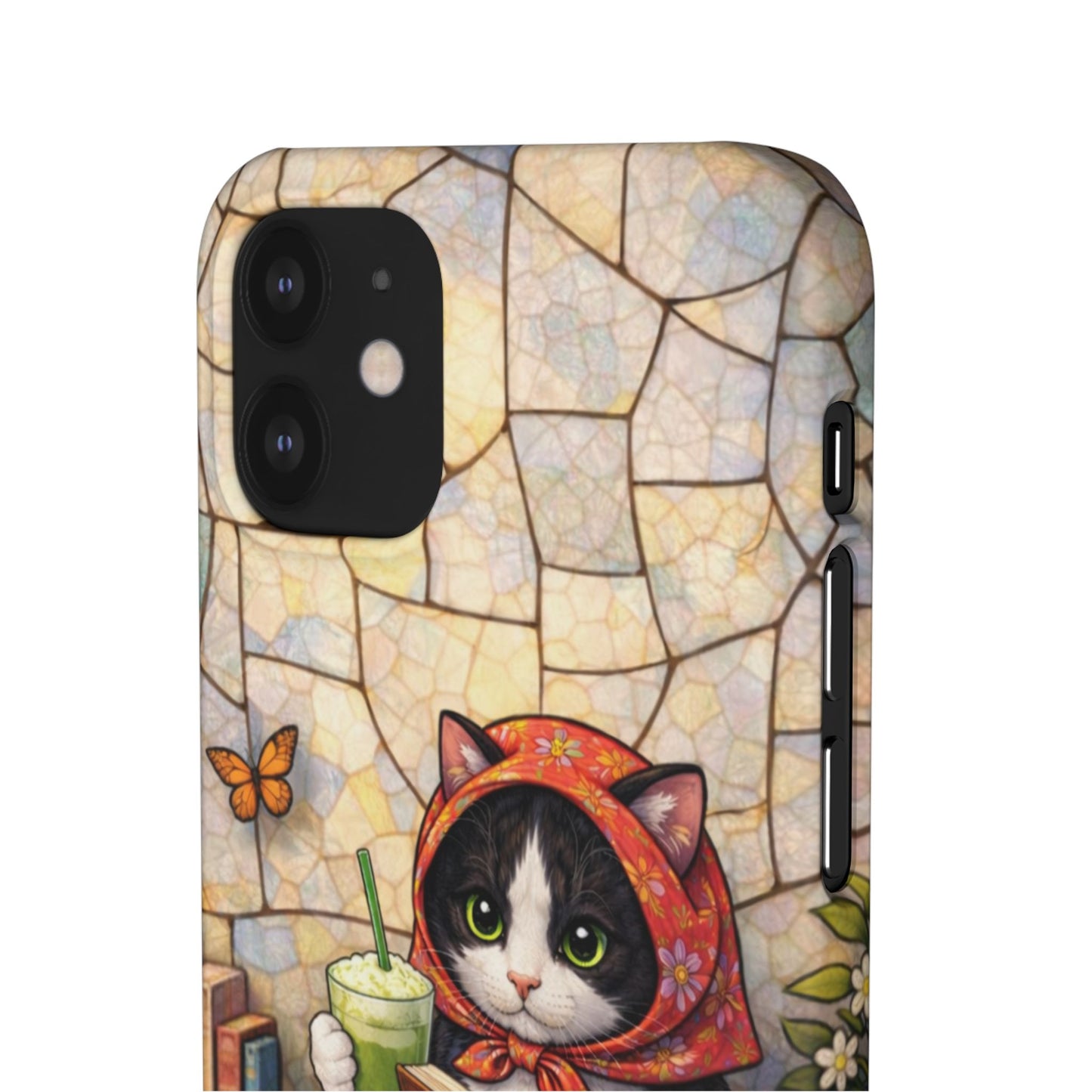 Babushka Cat Reads, Tuxedo Cat Literary Snap Phone Case
