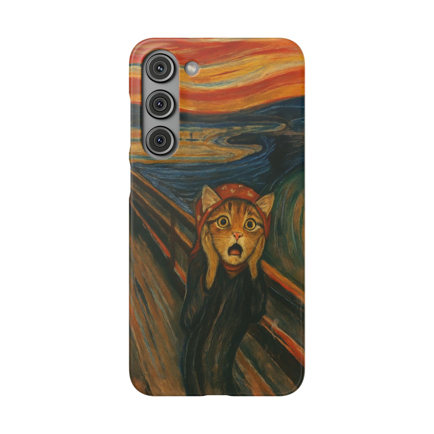 Babushka Cat x Edvard Munch The Scream Parody Art Snap Case