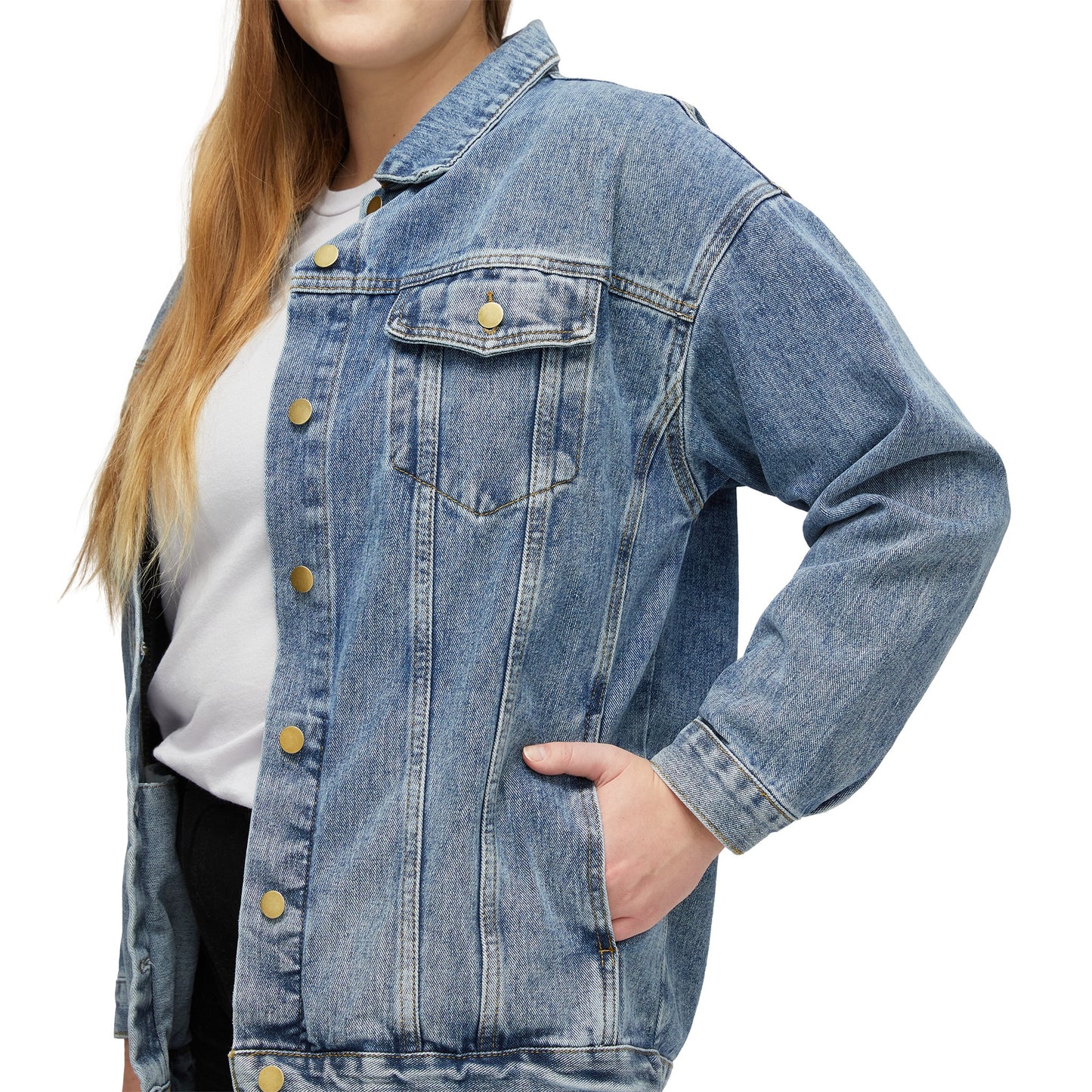 Polish Folk Art Women's Denim Jacket Wycinanki Pattern