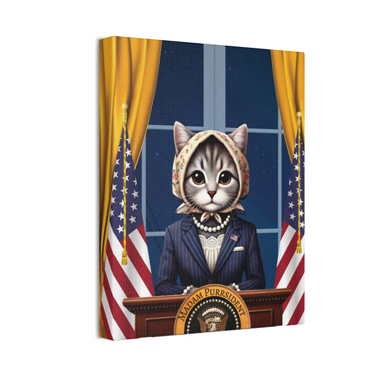 Madam Purrsident, Cat President, Babushka Cat  Canvas Wall Art