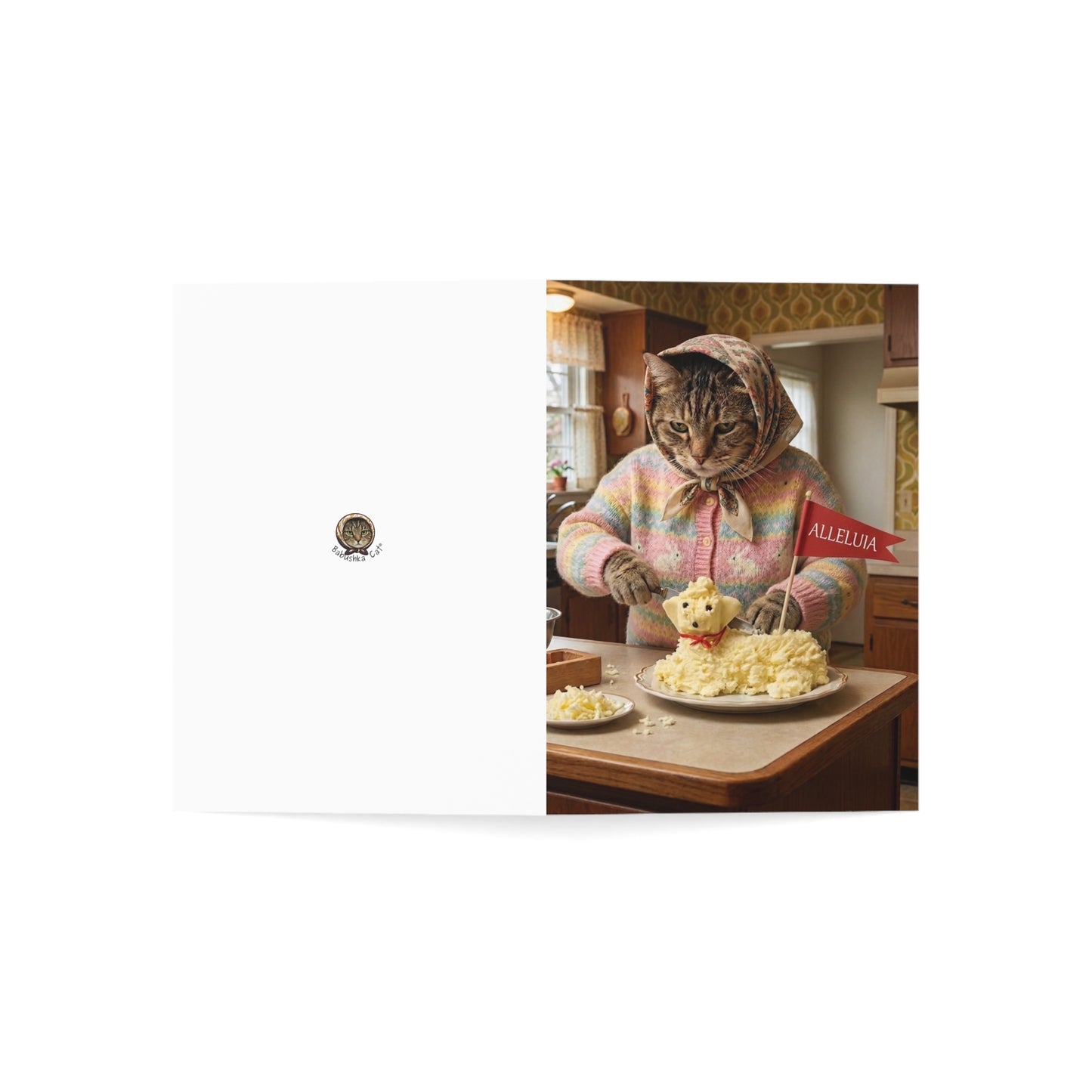 Babushka Cat Easter Greeting Cards Set of 10