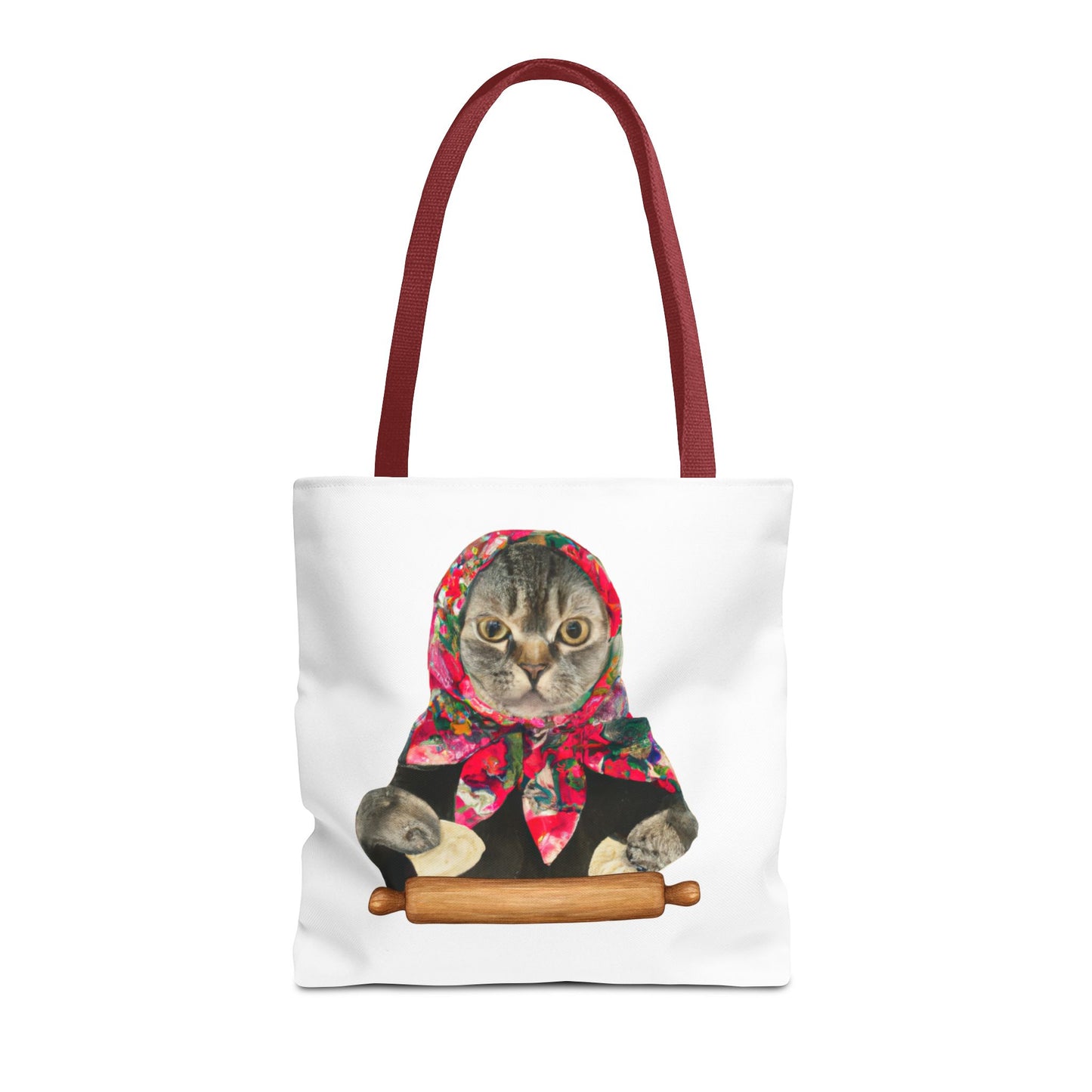 Cat Tote Bag with Babushka Cat and Pierogi Design