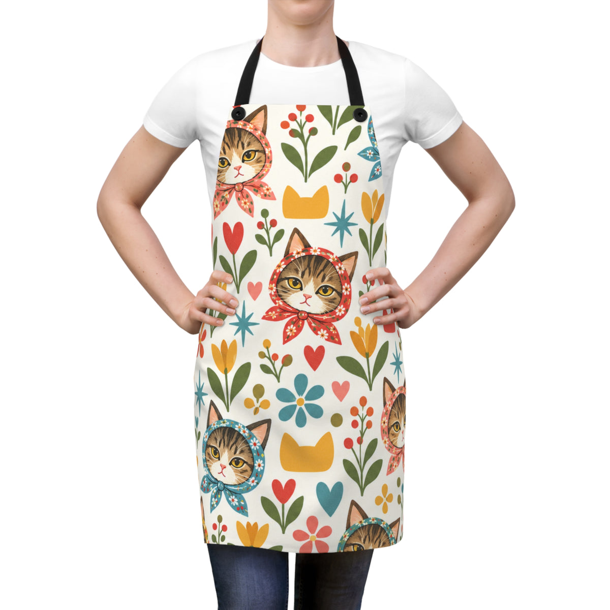 Babushka Cats Kitschy Cat Lover Apron (AOP)