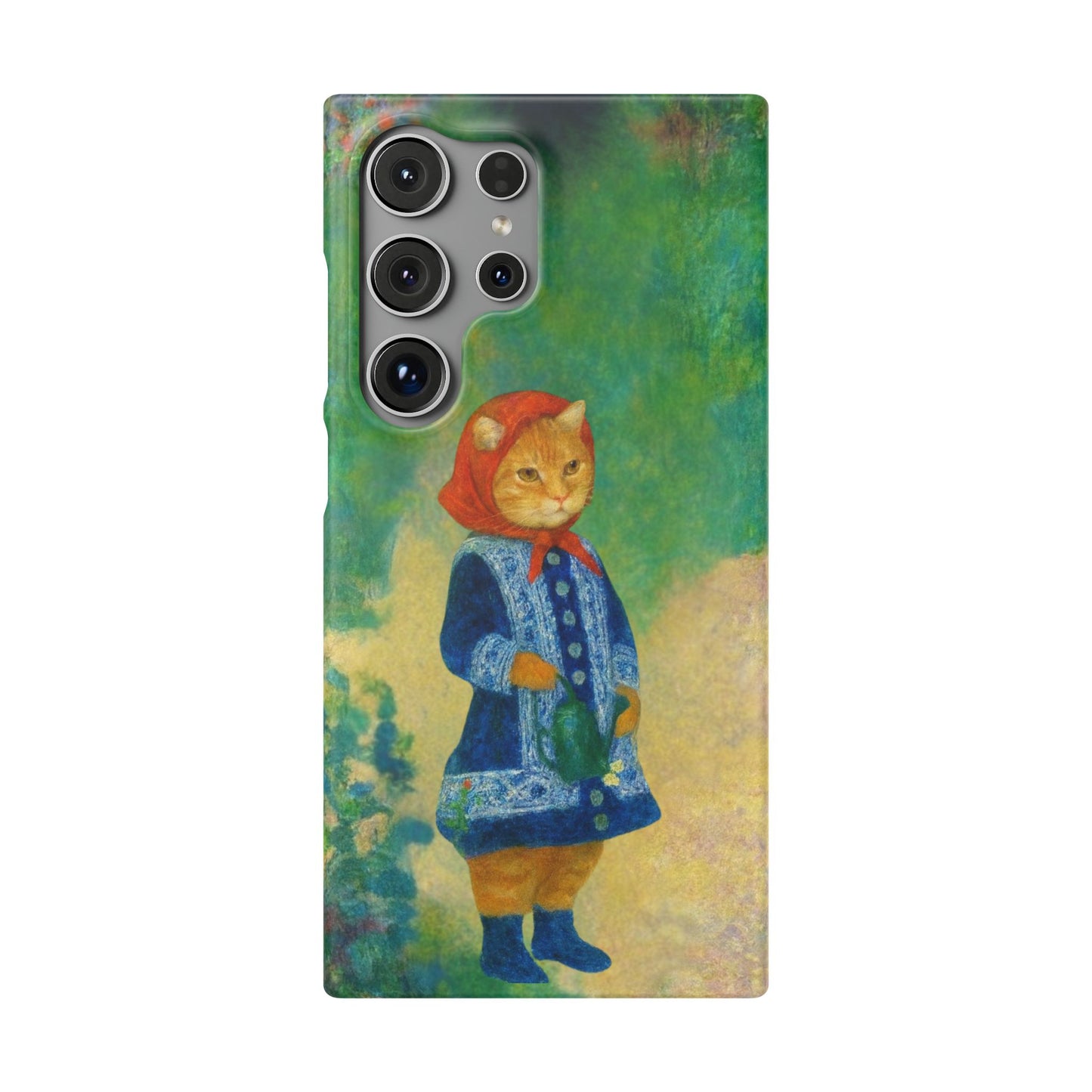 Babushka Cat With a Watering Can x Renoir Funny Art  Slim Phone Case