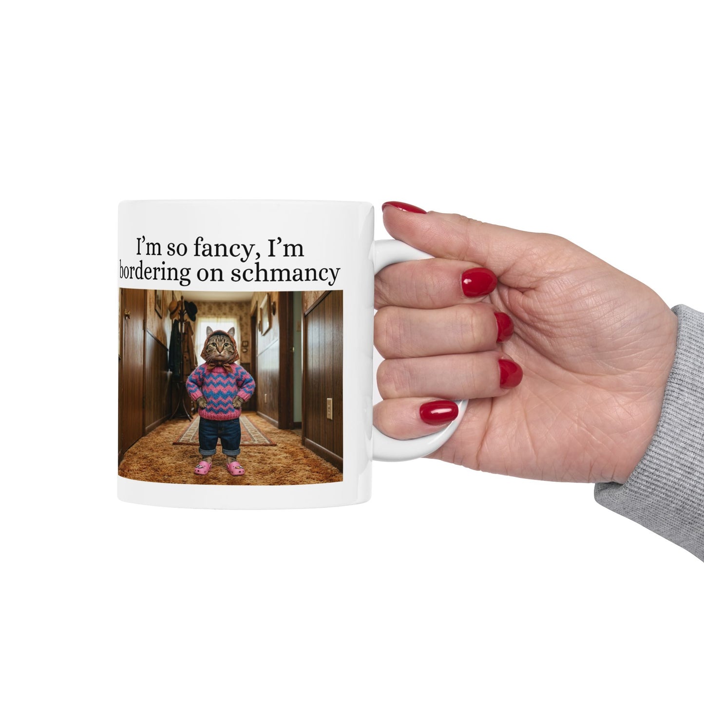 Babushka Cat Fancy Schmancy Ceramic Mug, (11oz, 15oz)