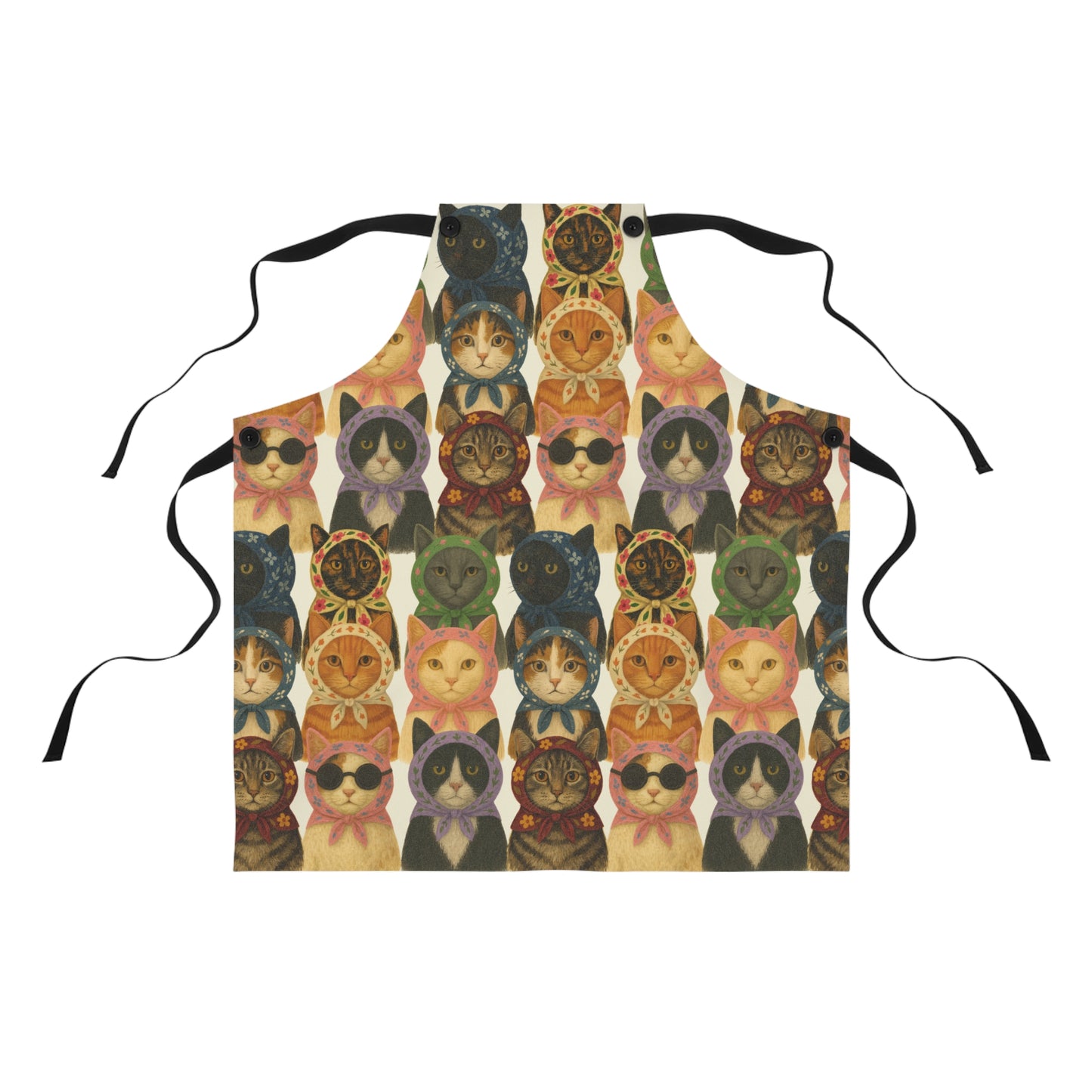 Babushka Cats Kitschy Cat Lover Apron (AOP)