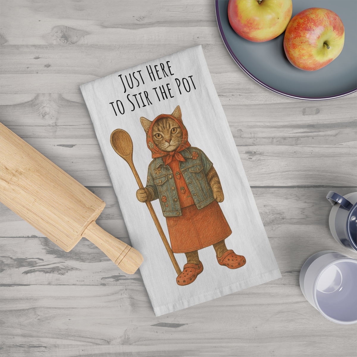 Copy of Babushka Tabby Cat Tea Towel