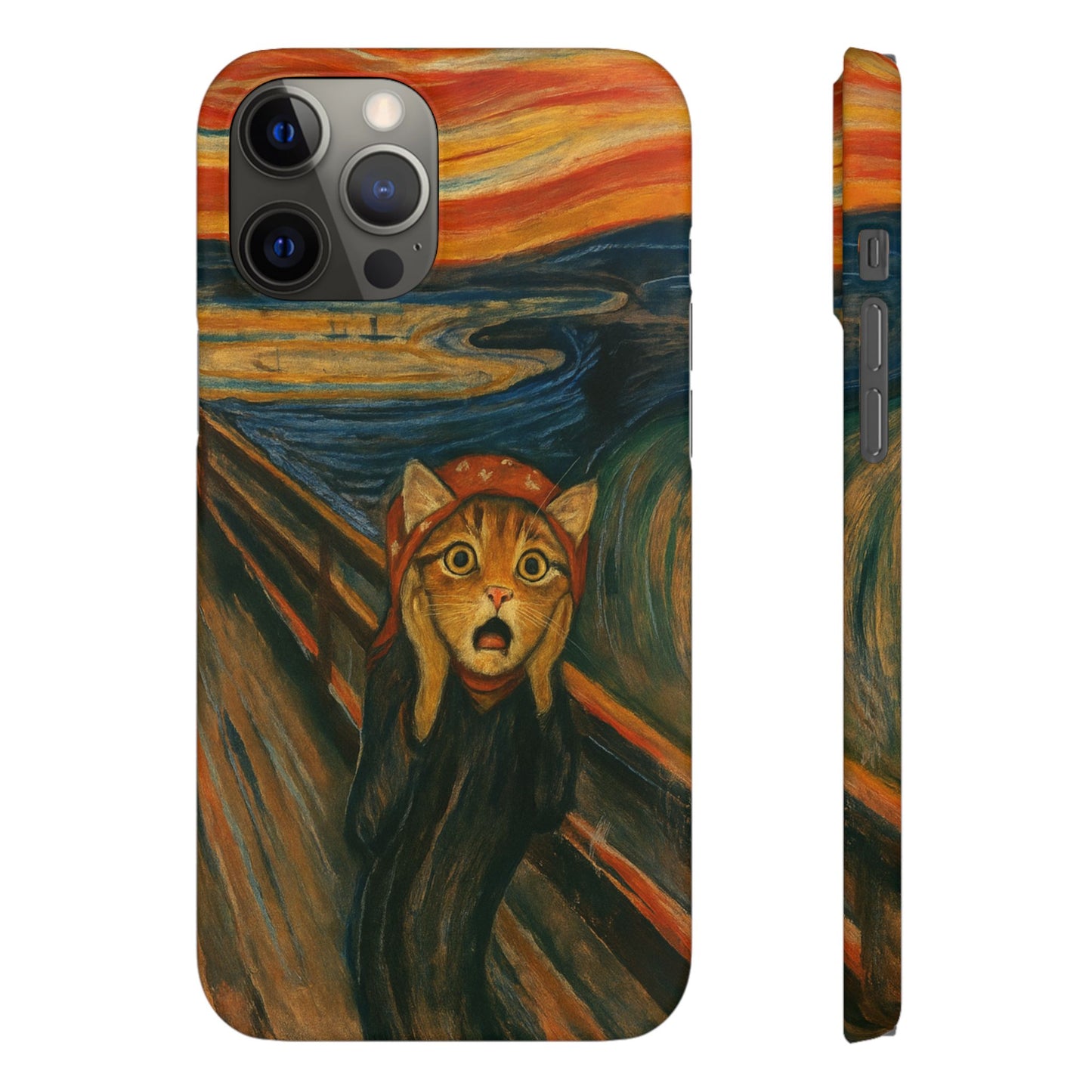 Babushka Cat x Edvard Munch The Scream Parody Art Snap Case