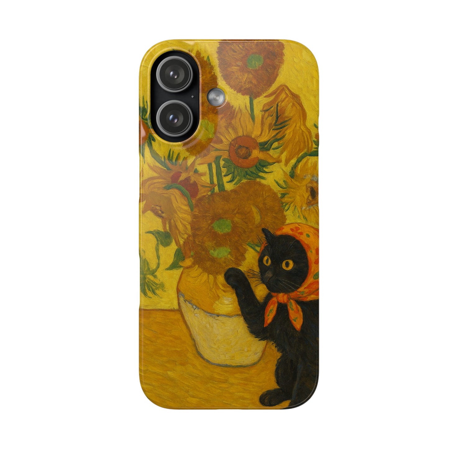 Babushka Cat Van Gogh Sunflowers Snap Phone Case