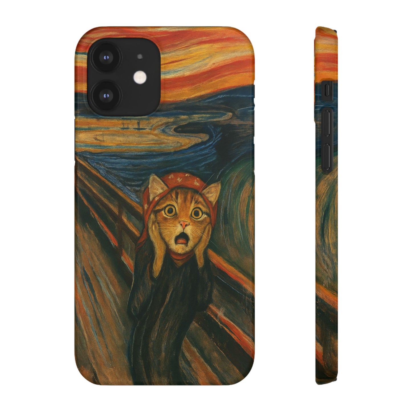 Babushka Cat x Edvard Munch The Scream Parody Art Snap Case