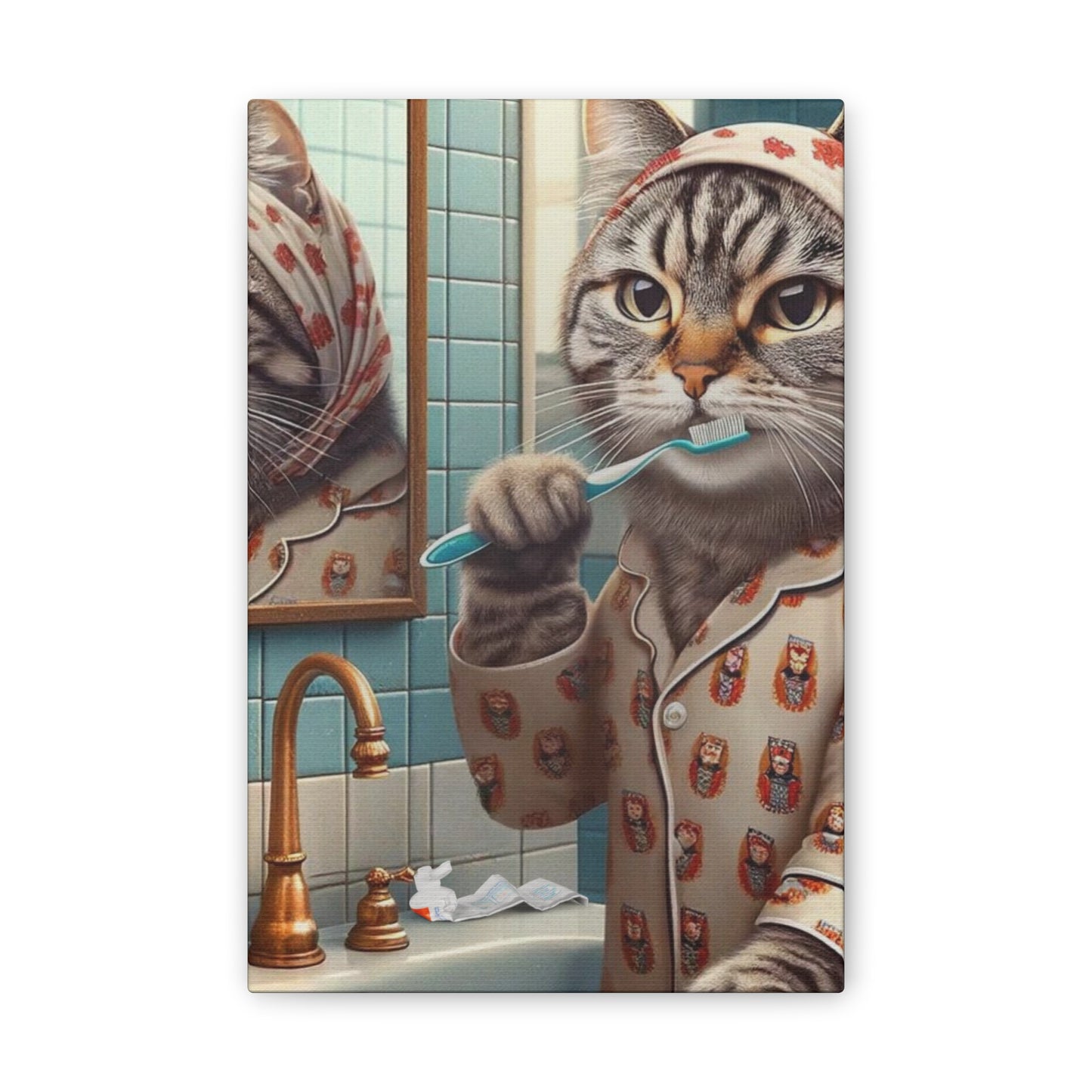 Babushka Cat Brushes Wall Art