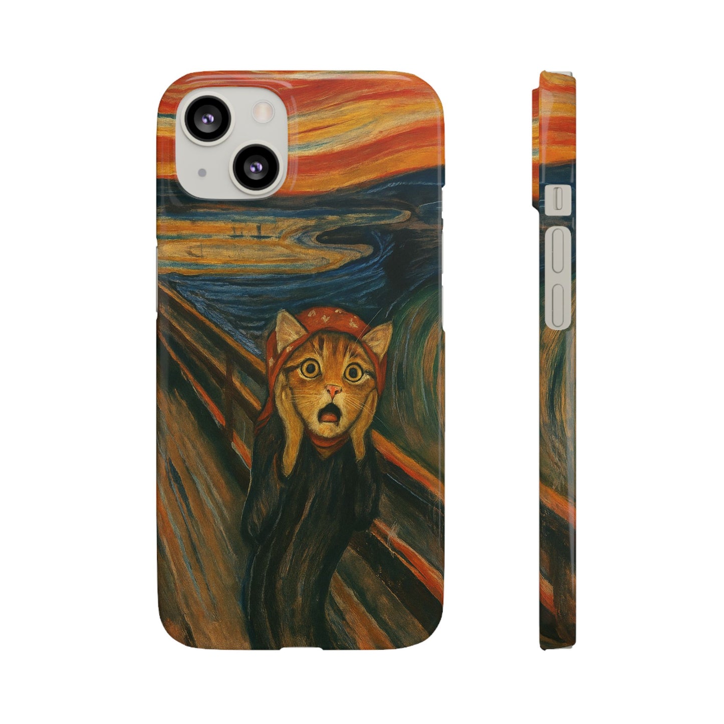 Babushka Cat x Edvard Munch The Scream Parody Art Snap Case