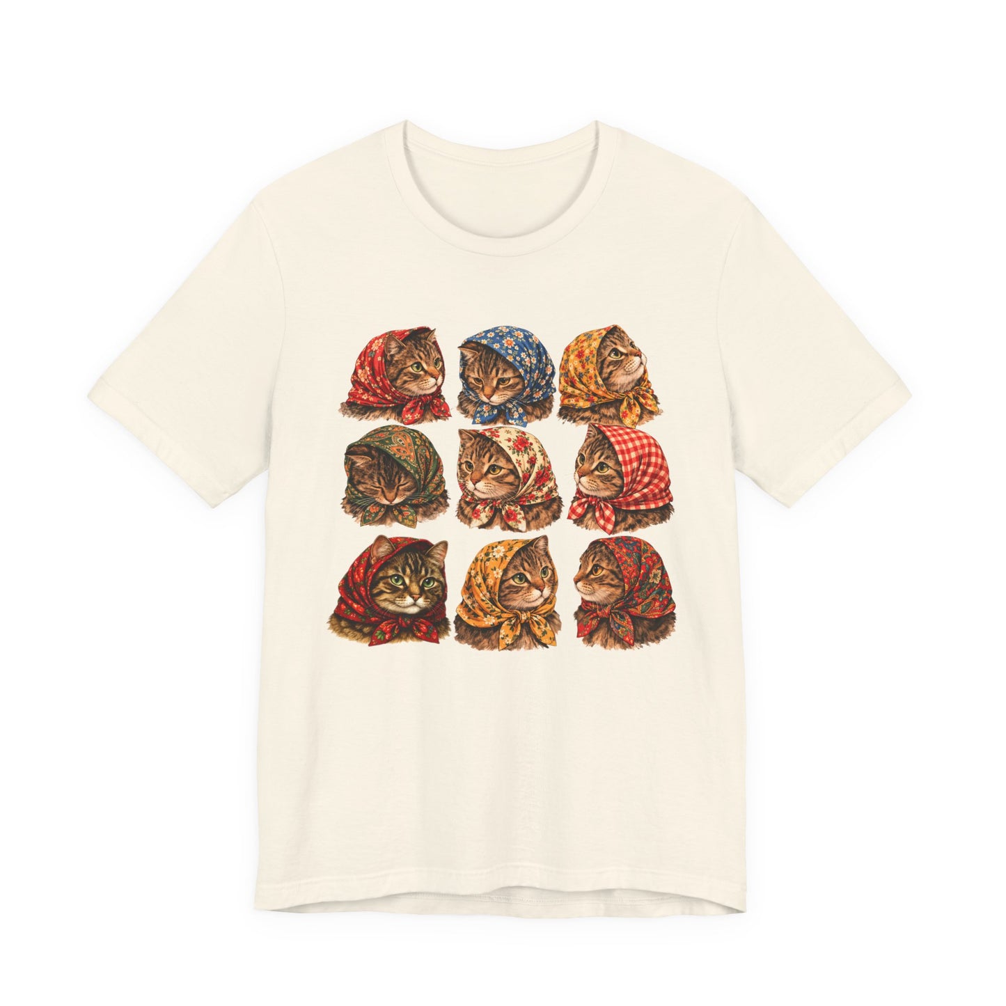 Babushka Cats, Tabby Cats Unisex Jersey Short Sleeve Tee