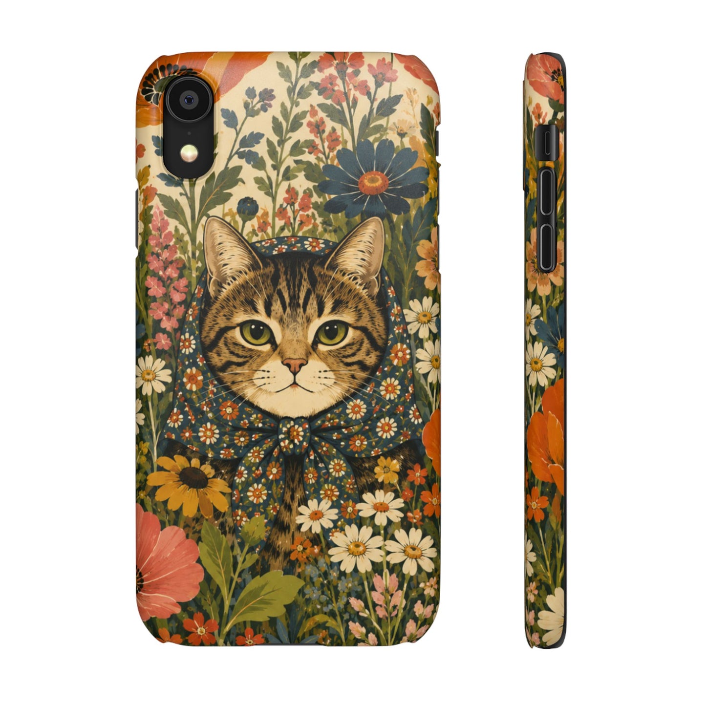 Babushka Cat Peeky Gardens Snap Phone Case