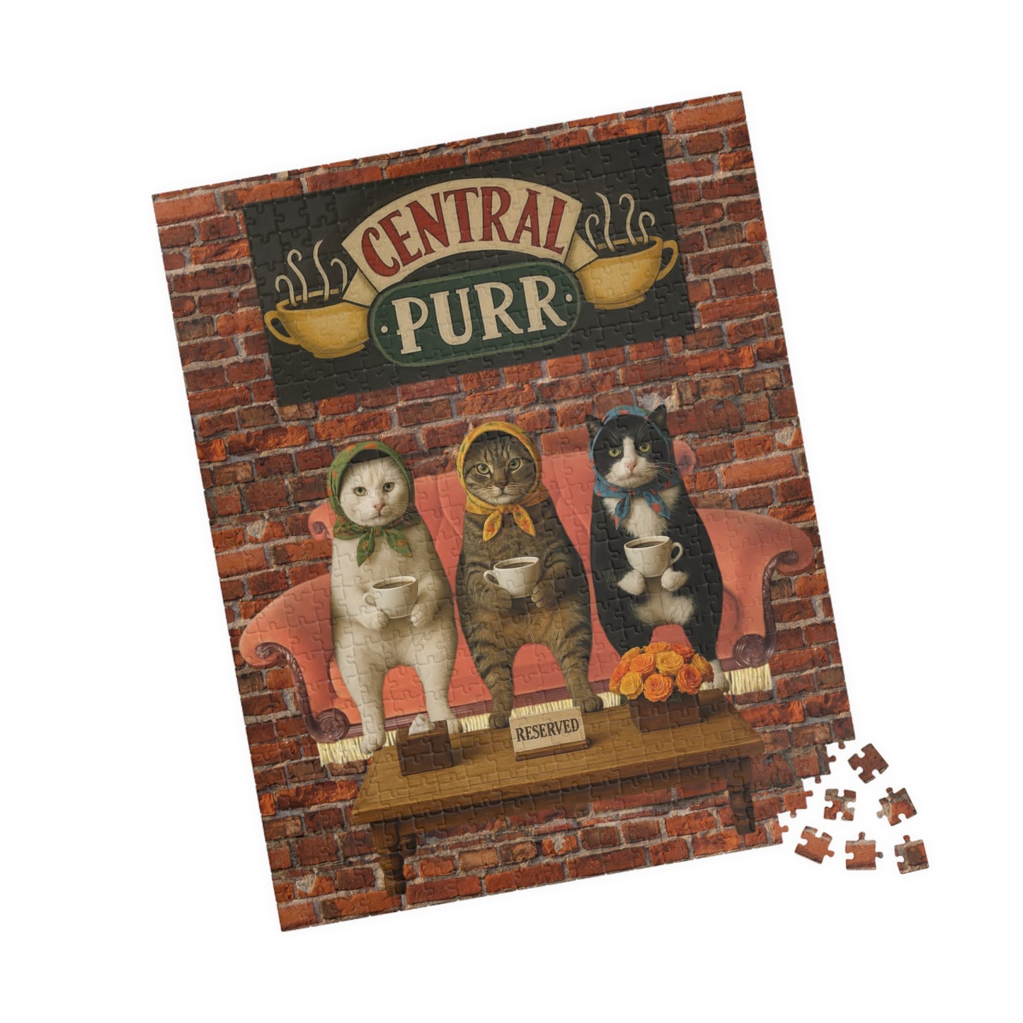 Babushka Cat Coffee Shop Friends Puzzle (520 Piece)