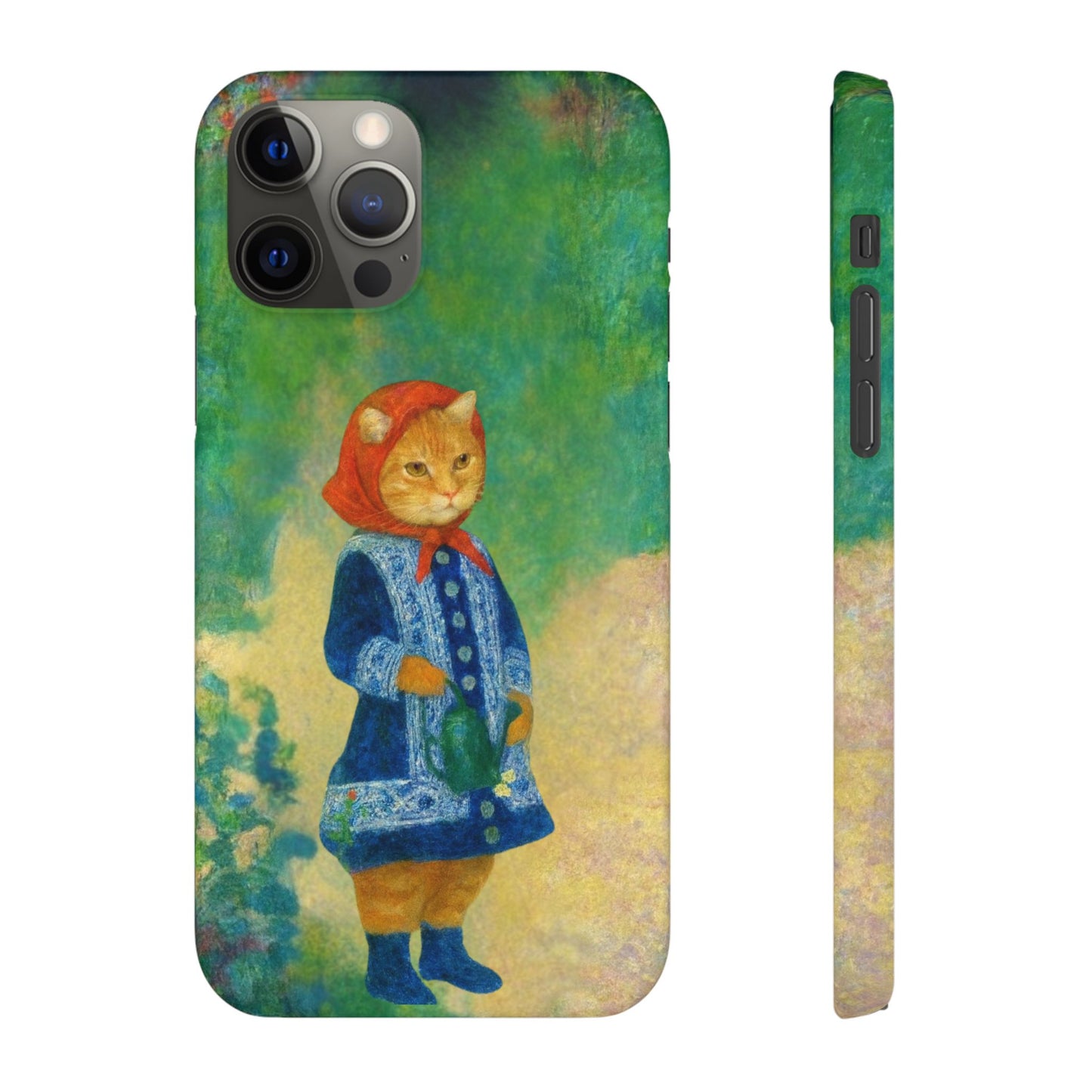 Babushka Cat With a Watering Can x Renoir Funny Art  Slim Phone Case