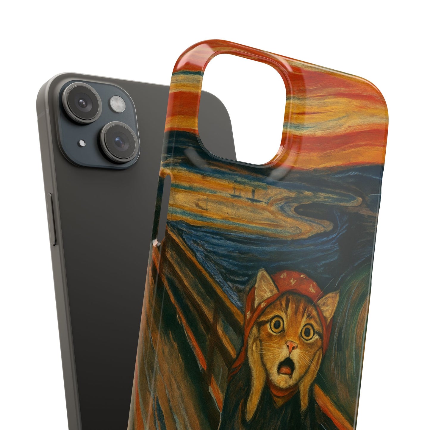 Babushka Cat x Edvard Munch The Scream Parody Art Snap Case