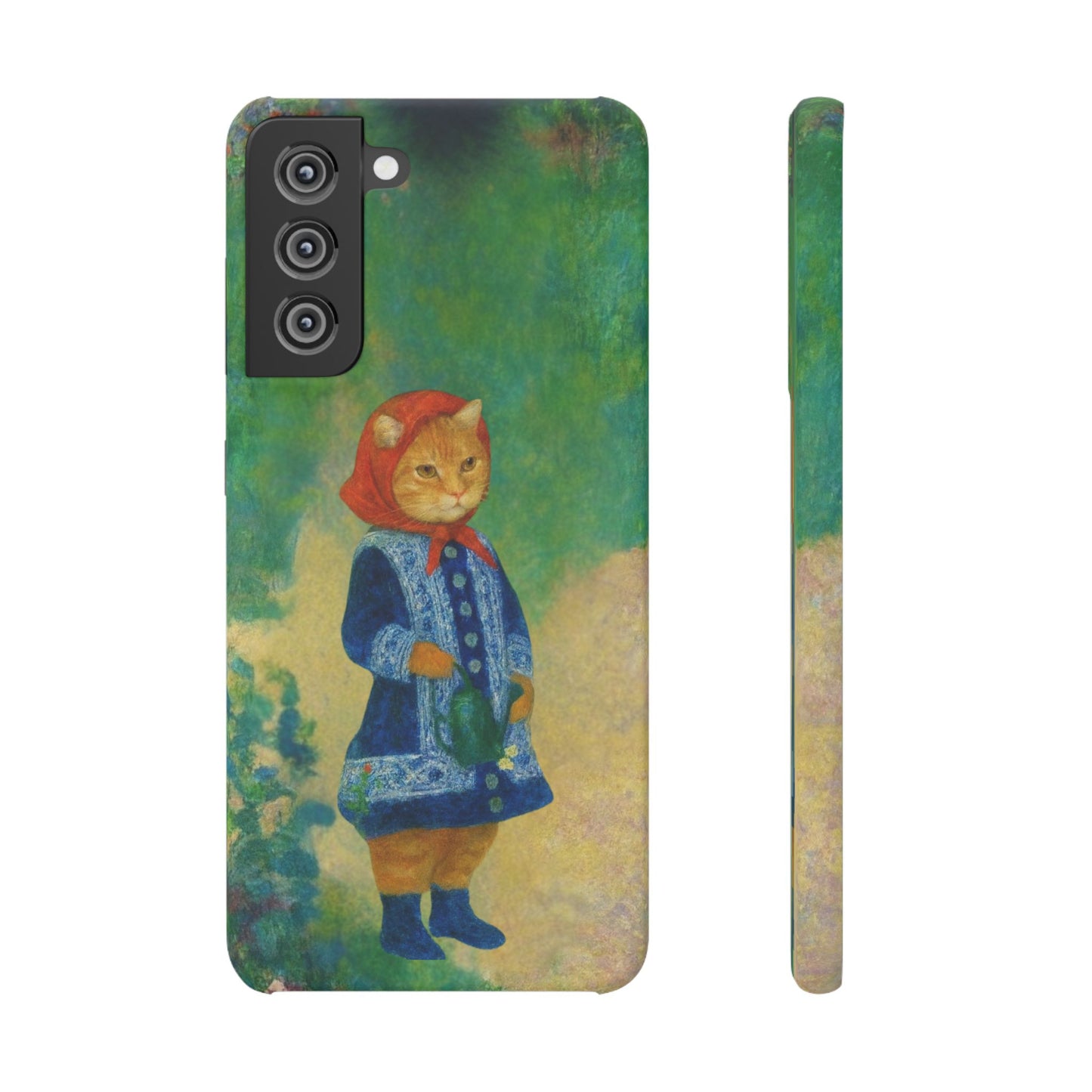 Babushka Cat With a Watering Can x Renoir Funny Art  Slim Phone Case