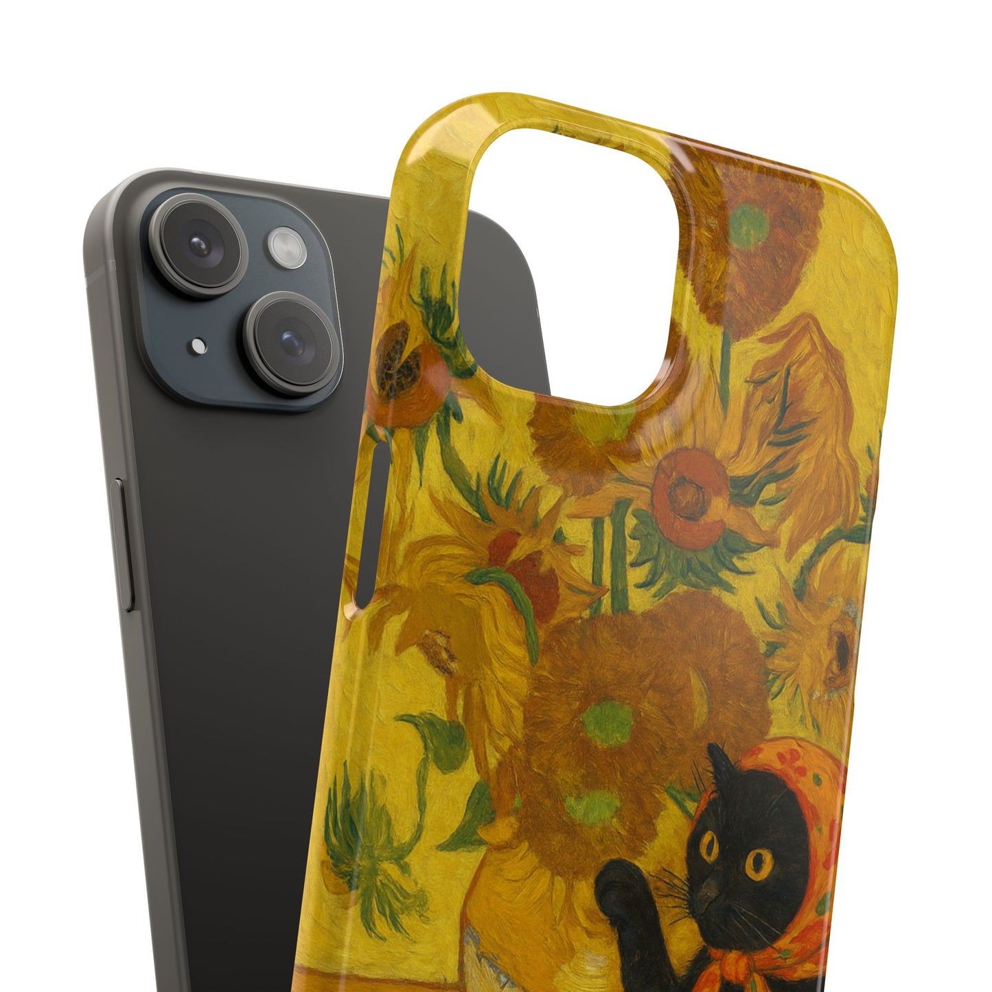 Babushka Cat Van Gogh Sunflowers Snap Phone Case