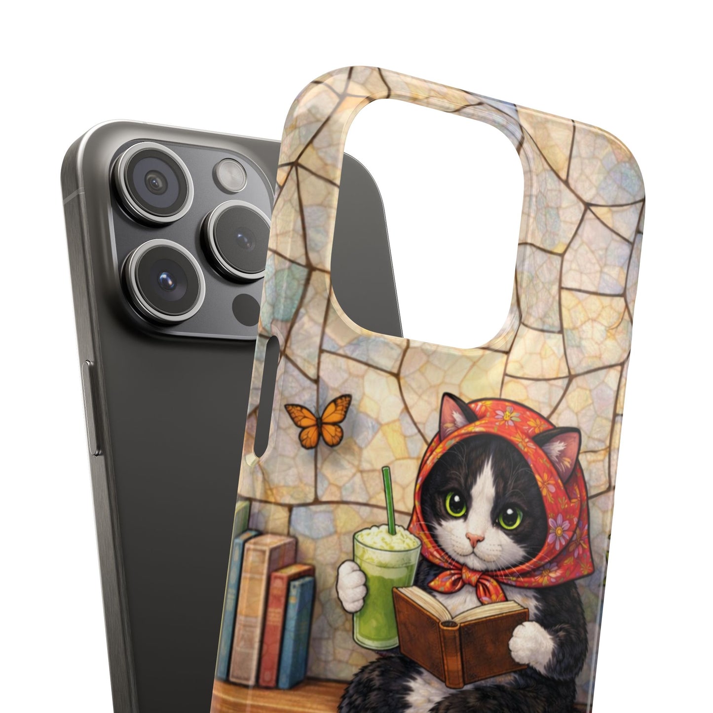 Babushka Cat Reads, Tuxedo Cat Literary Snap Phone Case