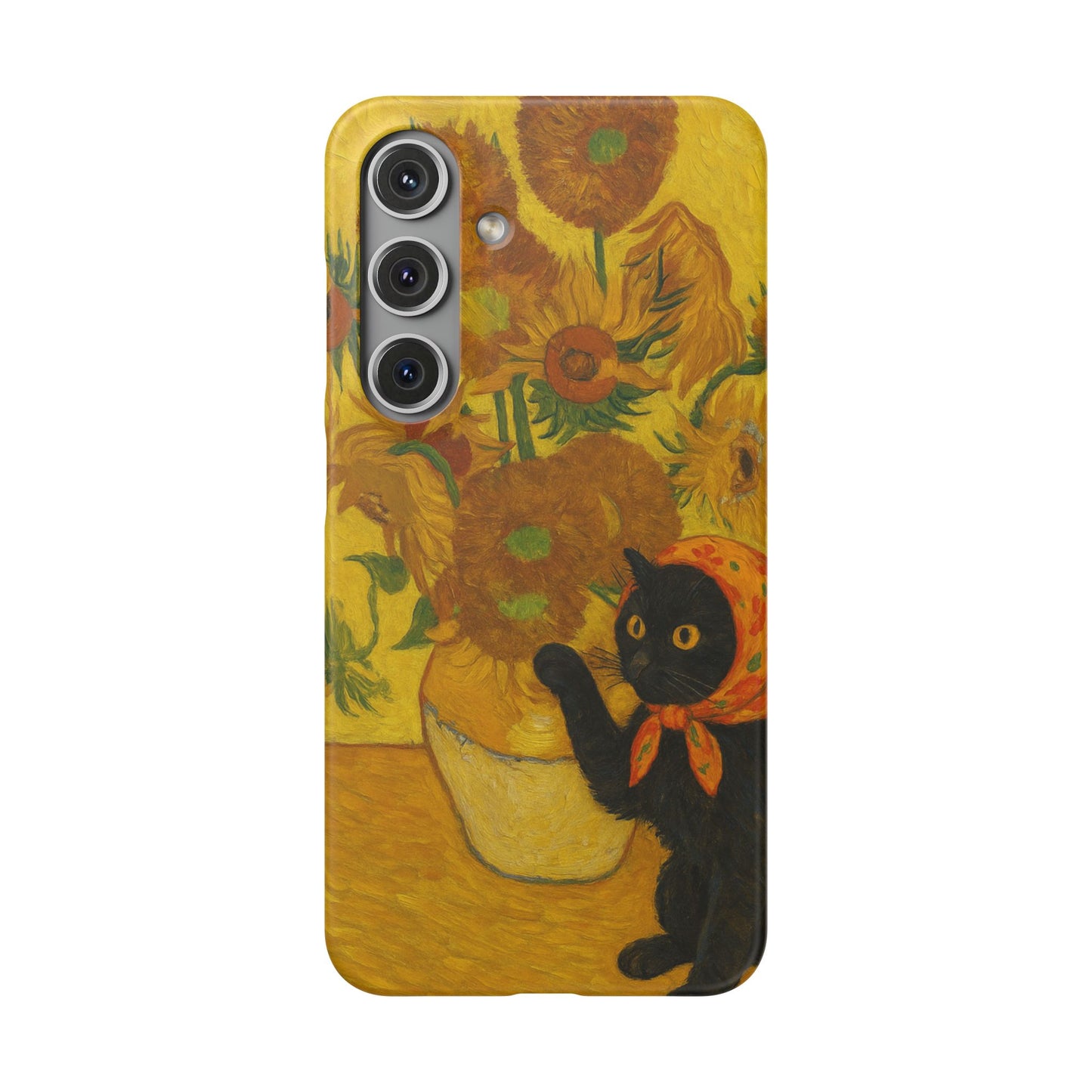 Babushka Cat Van Gogh Sunflowers Snap Phone Case