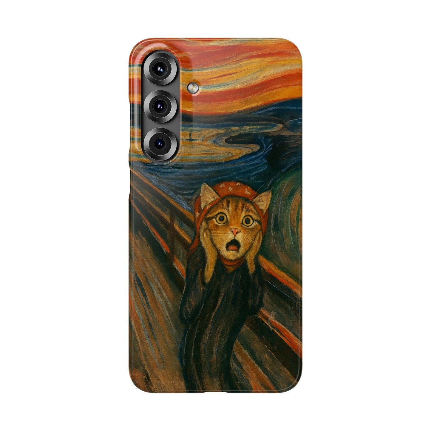 Babushka Cat x Edvard Munch The Scream Parody Art Snap Case