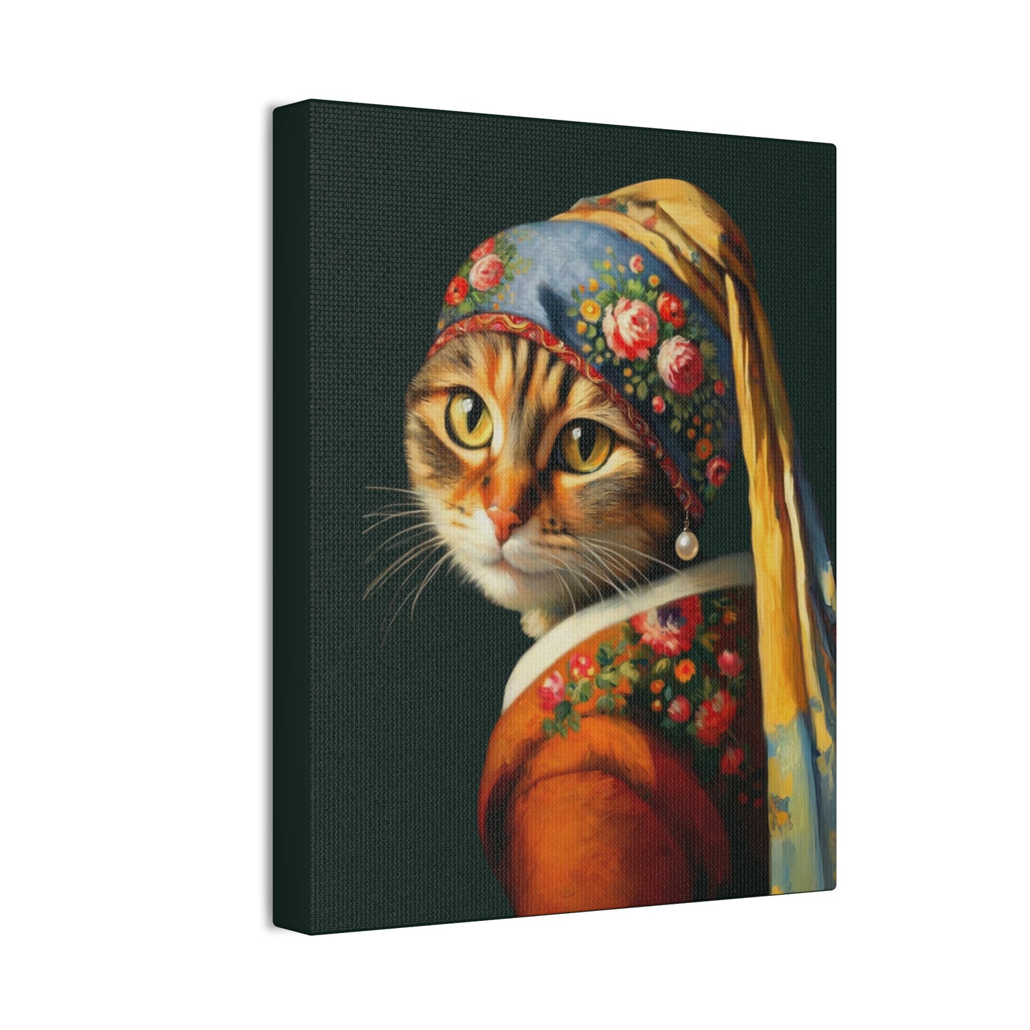 Polish Babushka Cat With a Pearl Earring