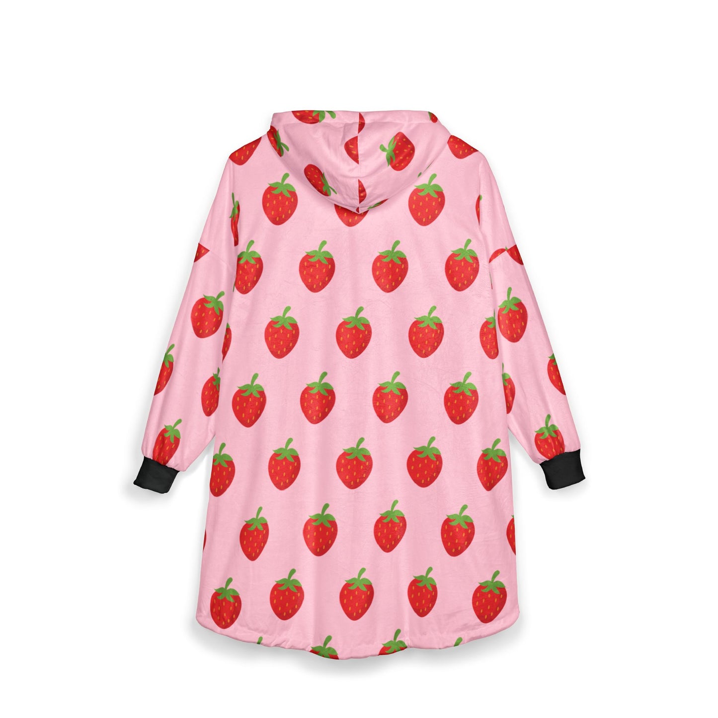Babushka Strawberry Patch  Patterned Cozy Hooded Blanket