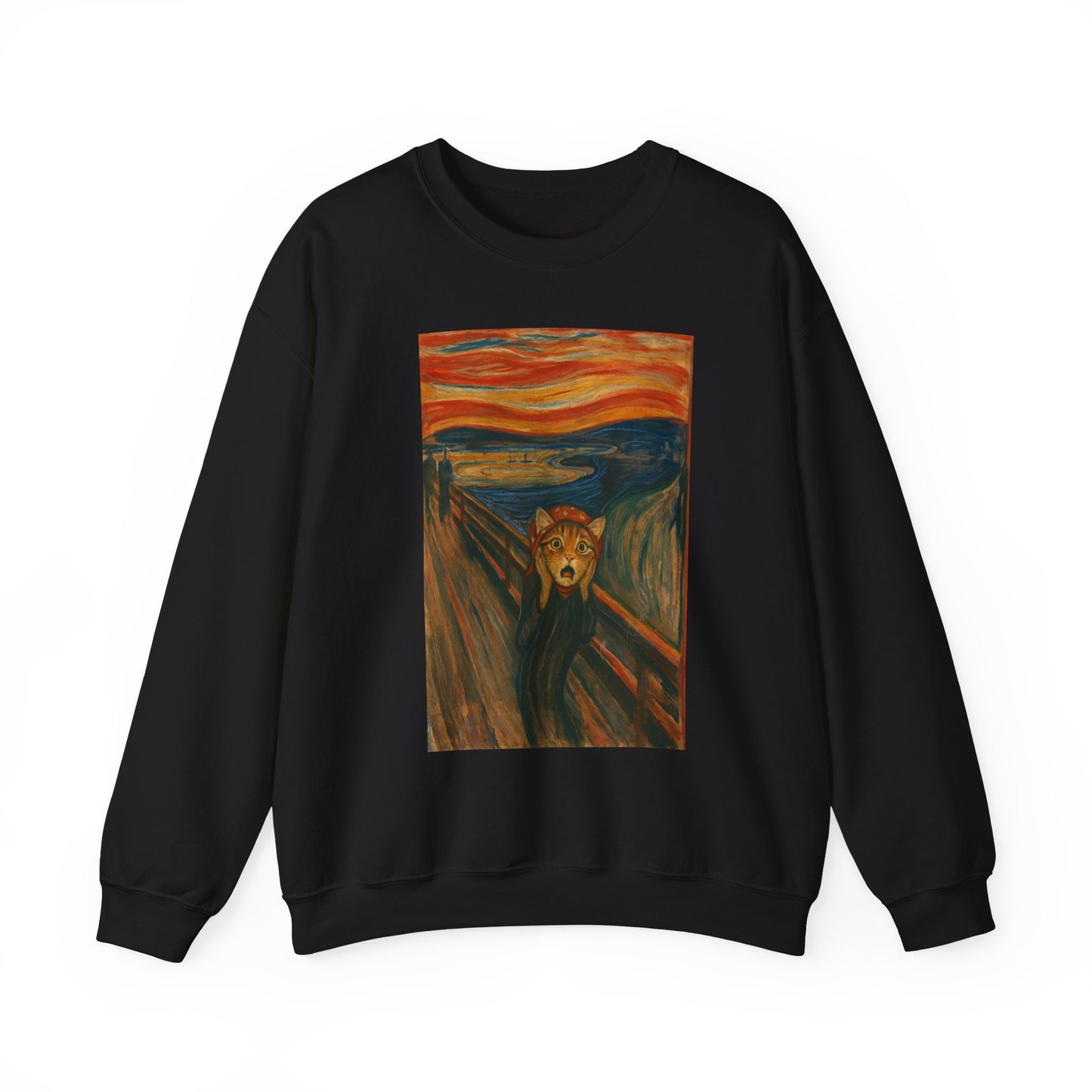 Babushak Cat x Edvin Munch Tabby Cat Art Unisex Heavy Blend™ Crewneck Sweatshirt