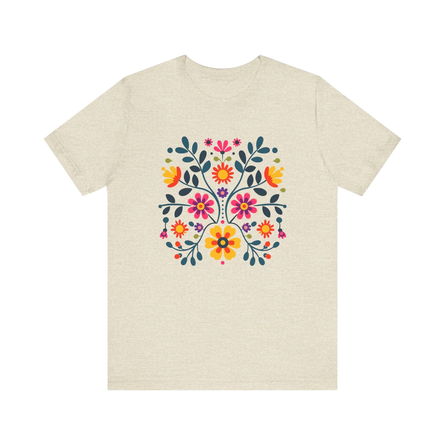 Folk Art Wycinanki Themey Crewneck  Tee - Polish Floral Lovers