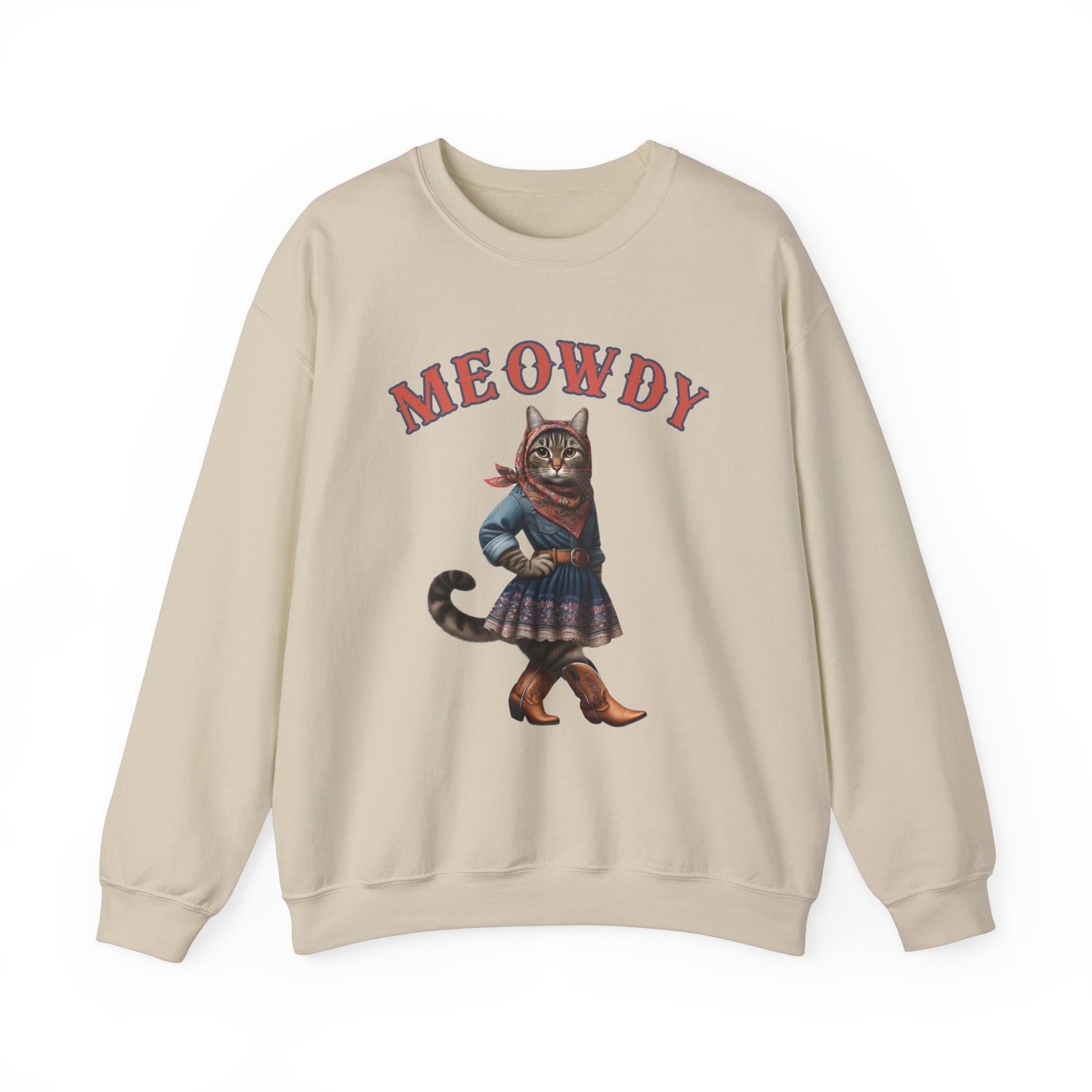 Babushka Cat Goes Country Unisex Heavy Blend™ Crewneck Sweatshirt