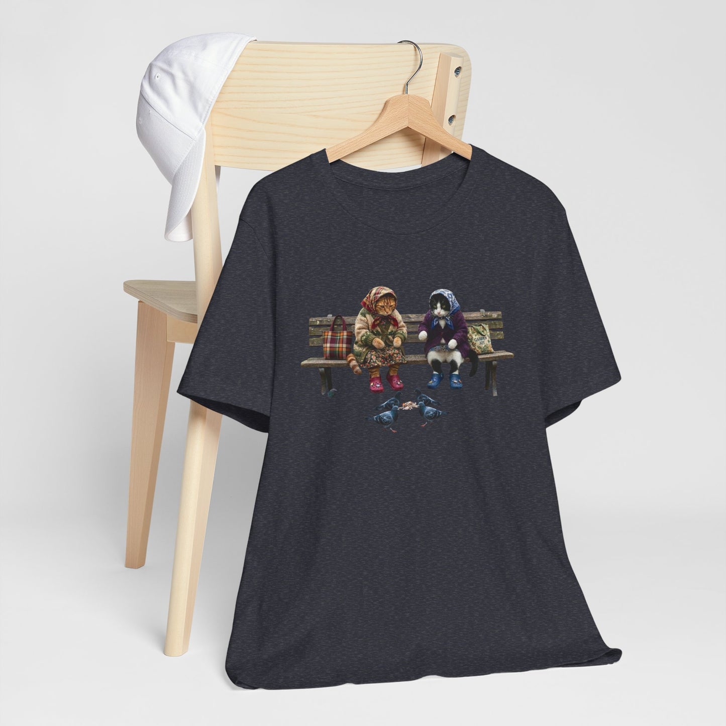 Babushka Cats Bench Friends Tee Graphic T-Shirt
