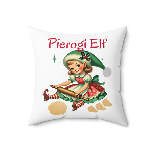 Vintage Pierogi Elf Kitschy Chritmas- Square Pillow