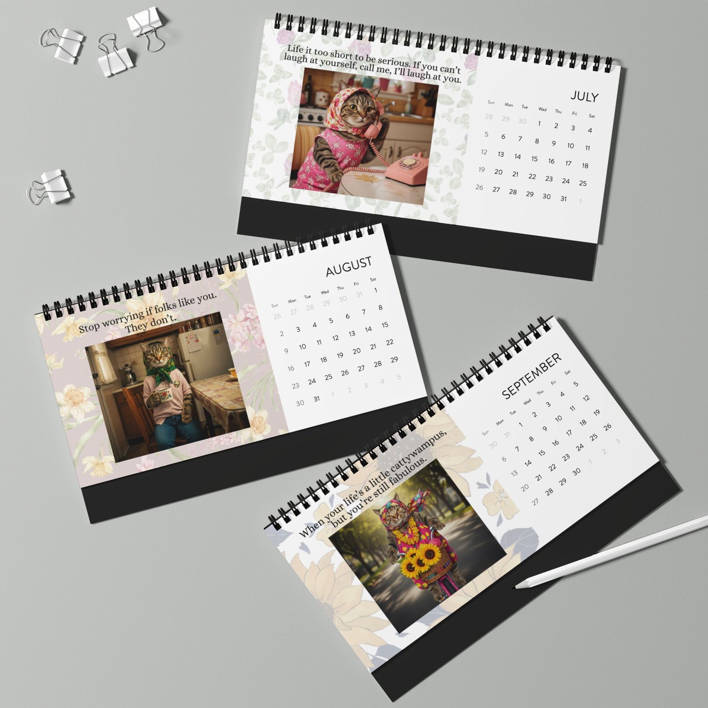 Babushka Cat Desktop Calendar (2026) Best of Memes Version