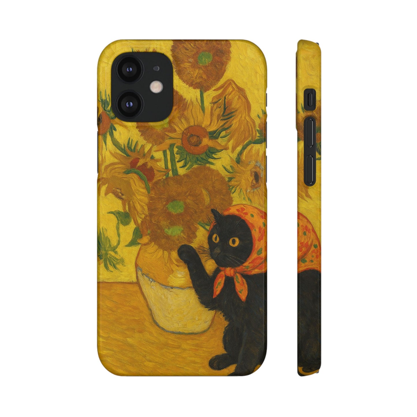 Babushka Cat Van Gogh Sunflowers Snap Phone Case