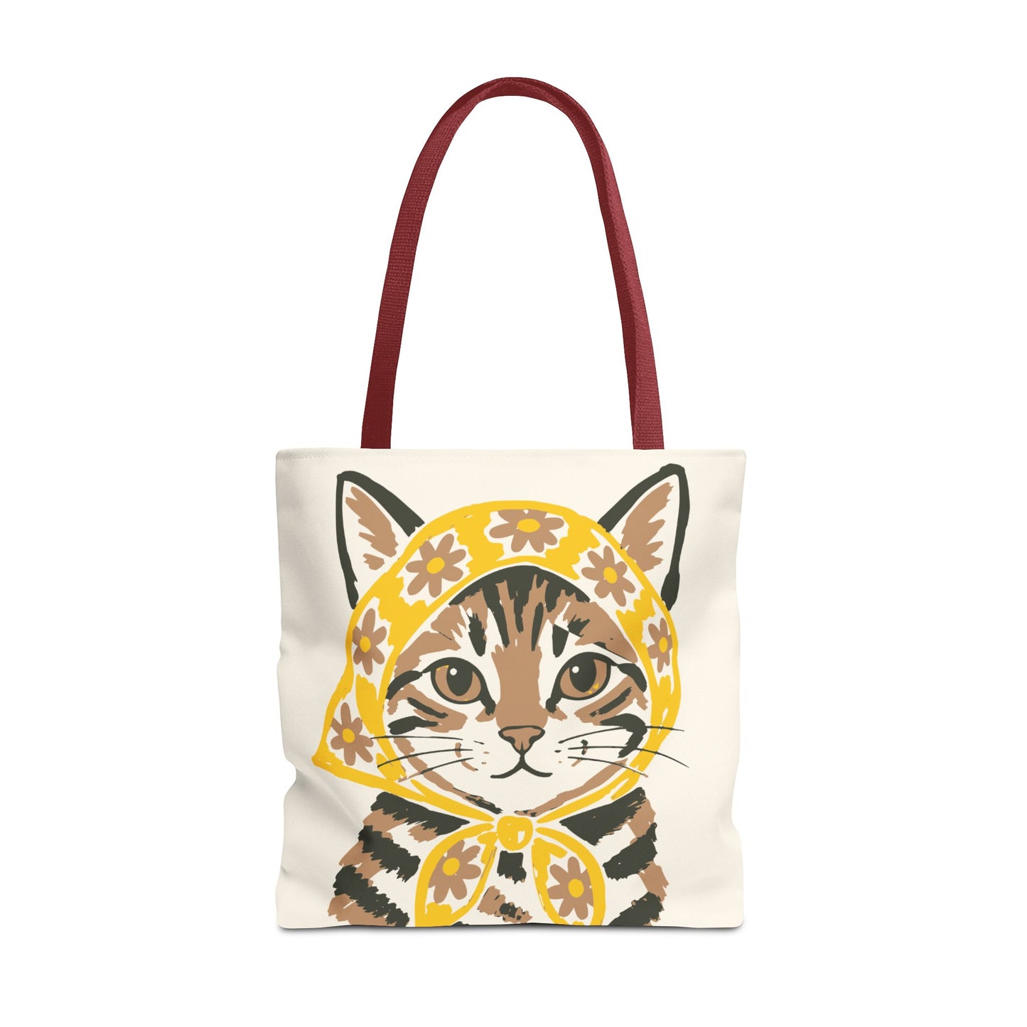 Babushka Cat, Tabby Cat Tote Bag (AOP)