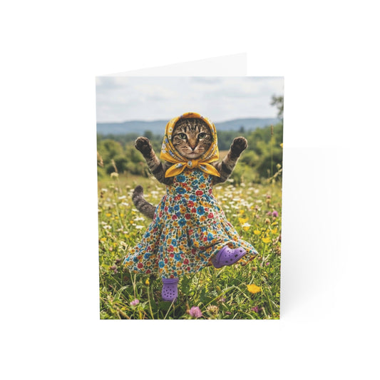 Babushka Cat General Greeting Cards Set of 10-Blank Inside