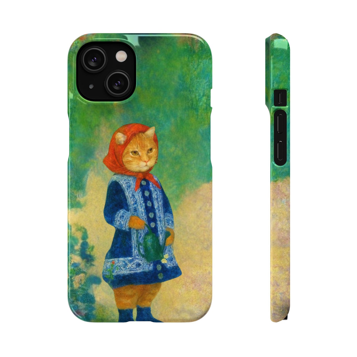 Babushka Cat With a Watering Can x Renoir Funny Art  Slim Phone Case