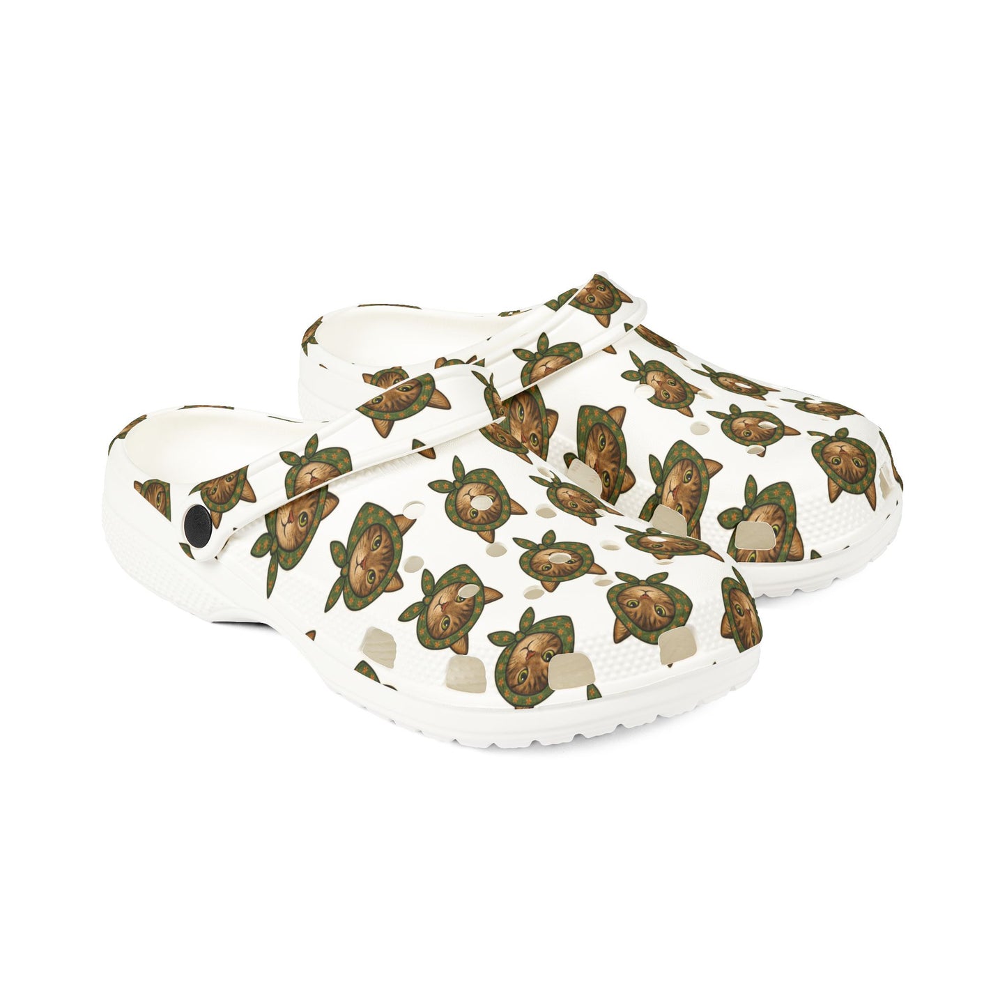 Babushka Cat Floating Head Granny Gliders EVA Foam Rubber Shoes