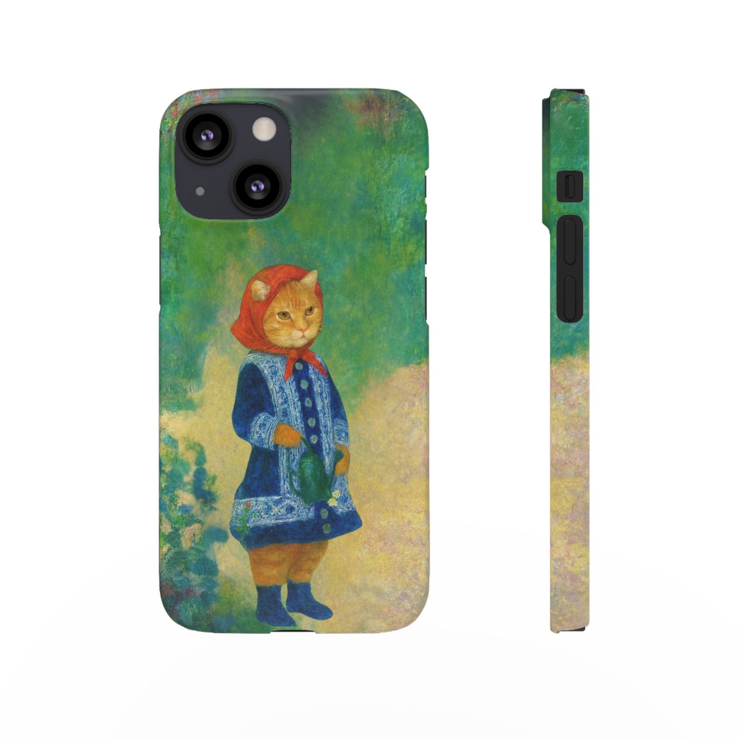 Babushka Cat With a Watering Can x Renoir Funny Art  Slim Phone Case