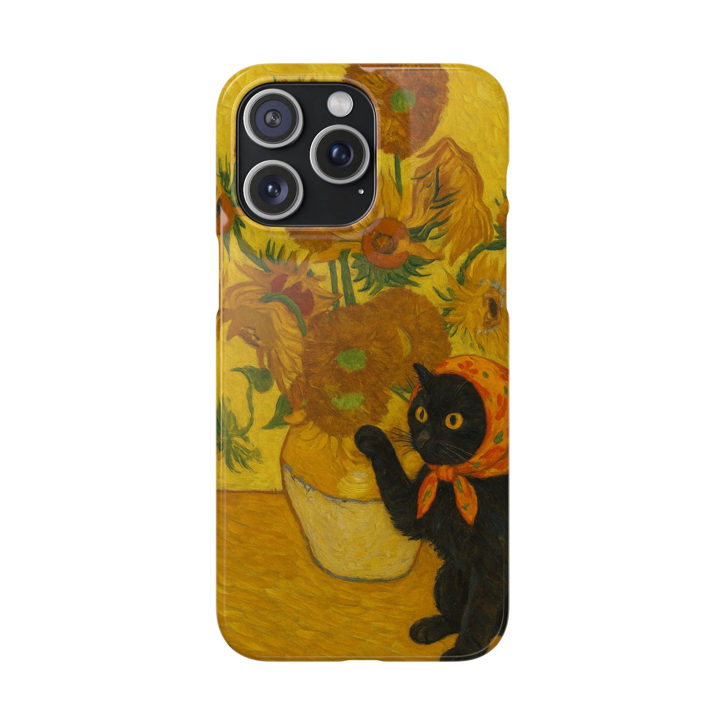 Babushka Cat Van Gogh Sunflowers Snap Phone Case