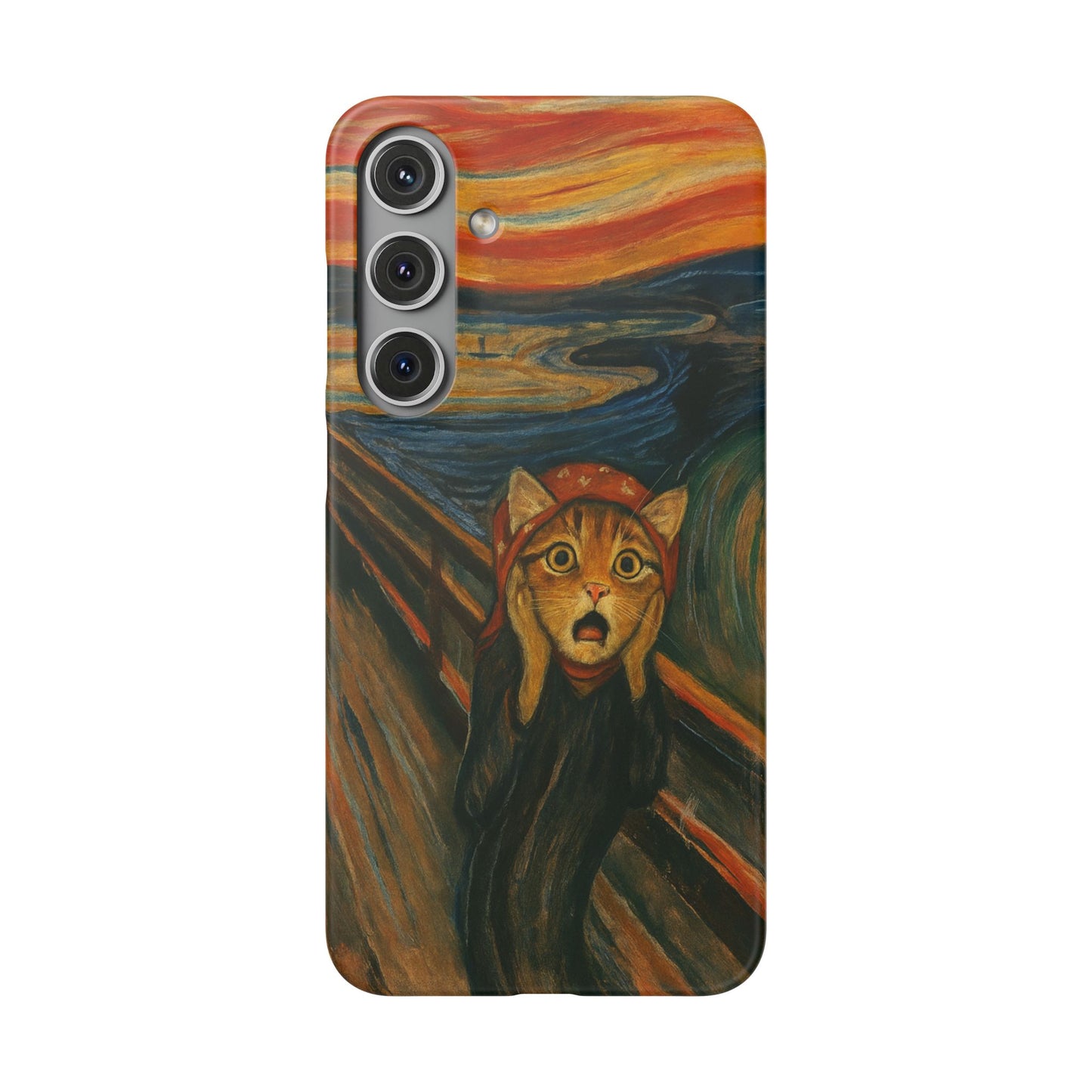 Babushka Cat x Edvard Munch The Scream Parody Art Snap Case