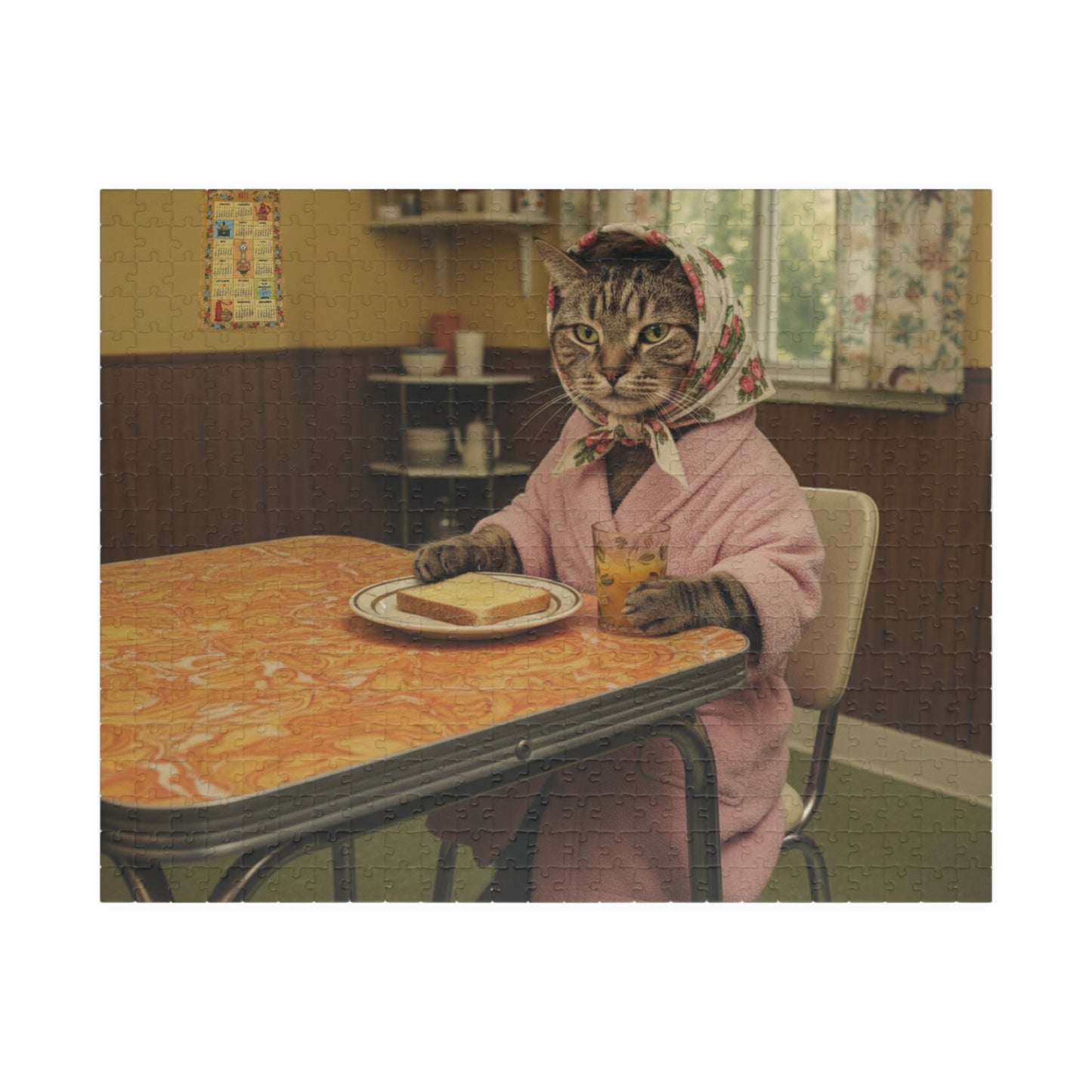 Babushka Cat Vintage Breakfast Scene (520 Piece)